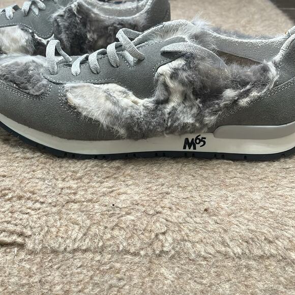 La Montelliana M65 Rabbit Fur Sneakers Gray Size 42 New Retails $660 - Picture 3 of 9